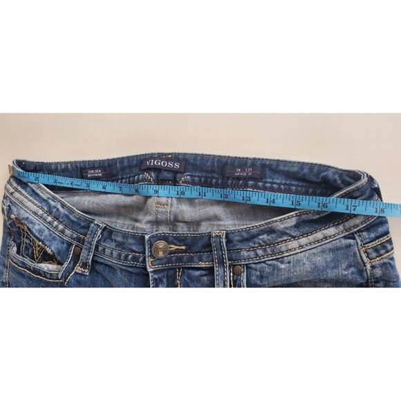 Vigoss Chelsea Boyfriend Womens Jeans Size 13/14 (36x27) Embroidered Distressed - Picture 7 of 12